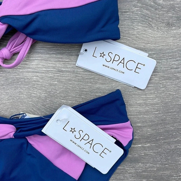 L*Space Ringo Twist Colorblock Bikini Top & Nancy Lee Bottoms, indigo-rosebud - Picture 12 of 16